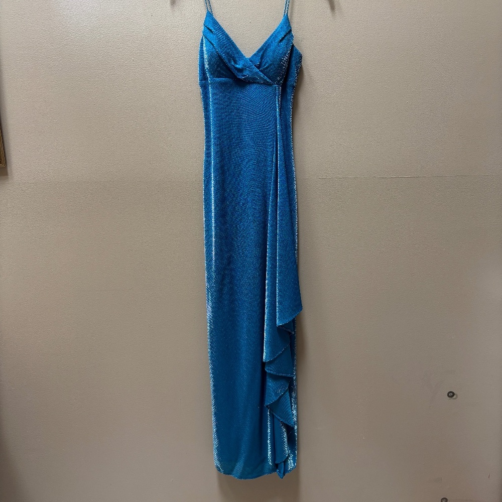 Cache Turquoise/Silver Maxi Dress Size 4